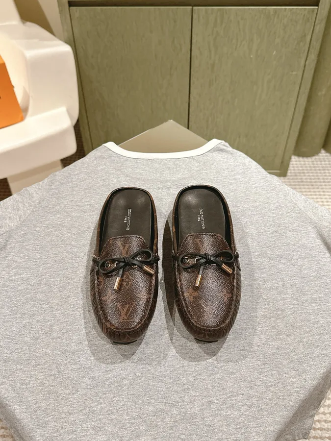 LV Women Brown Leather Loafers