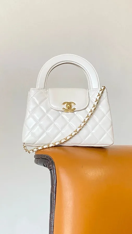 Chanel Kelly Mini Shopping Bag White