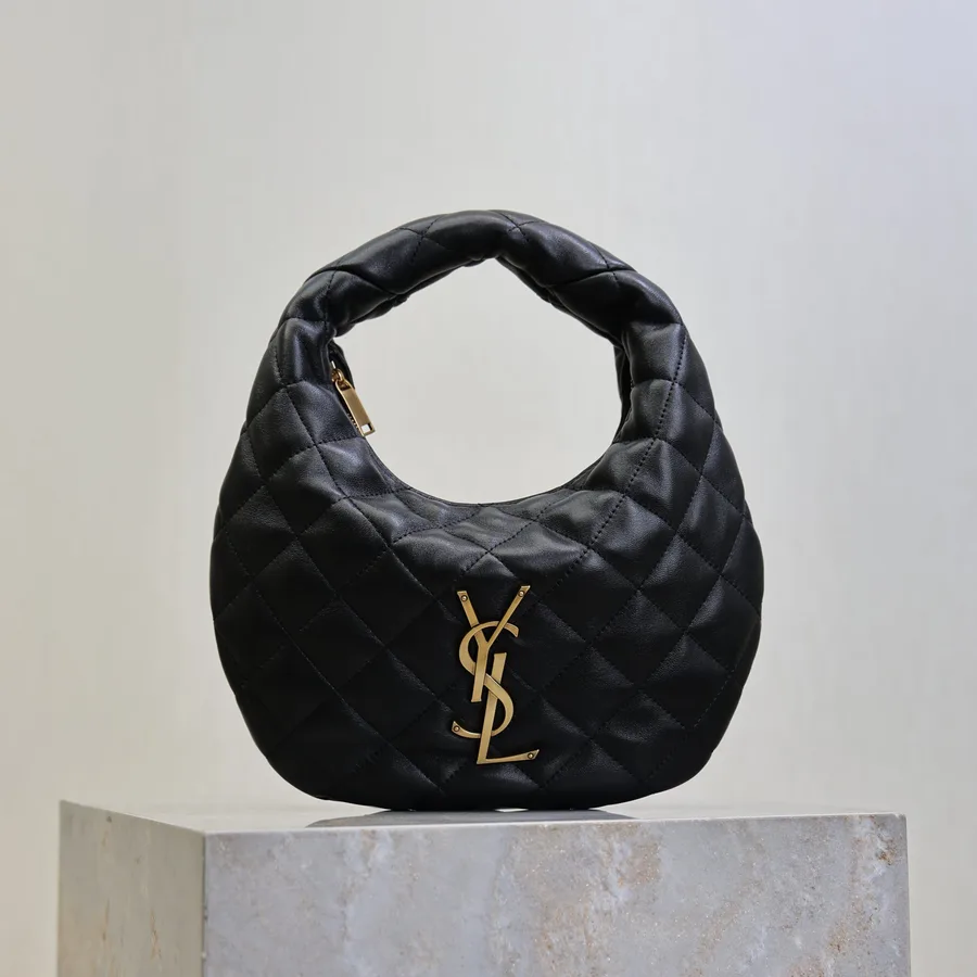 YSL Icarino 17 in Black Quilted Gold Hardware