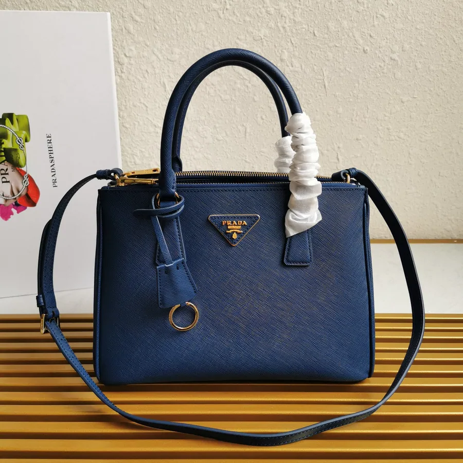 Medium Galleria 28 Blue Saffiano Leather