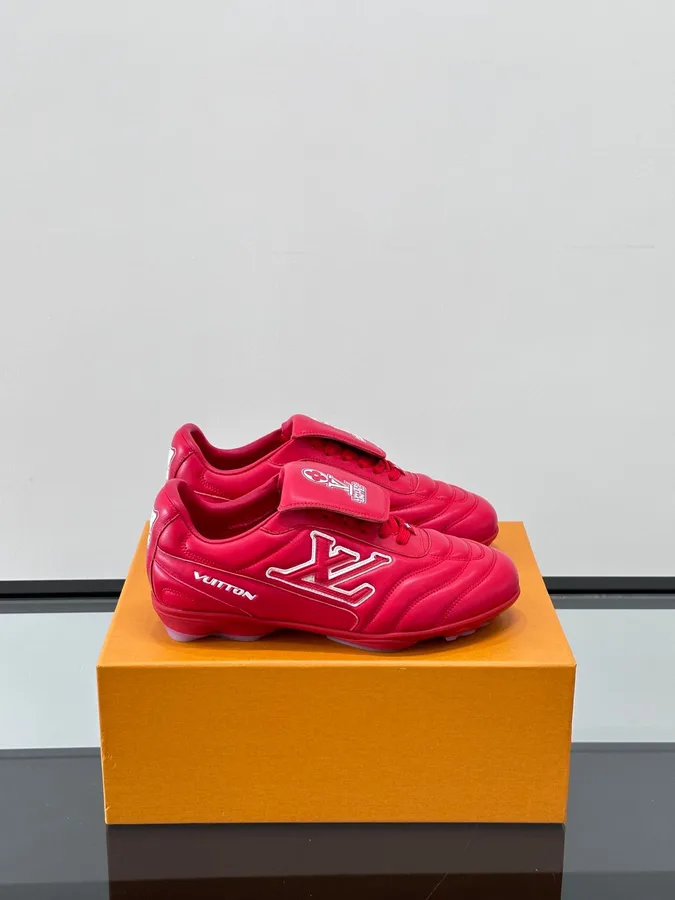 LV Men Red Leather Sneakers