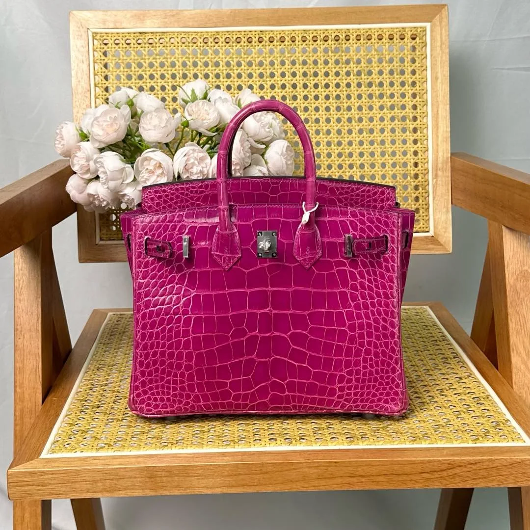 Hermes Birkin 25cm Crocodile Leather Silver Hardware