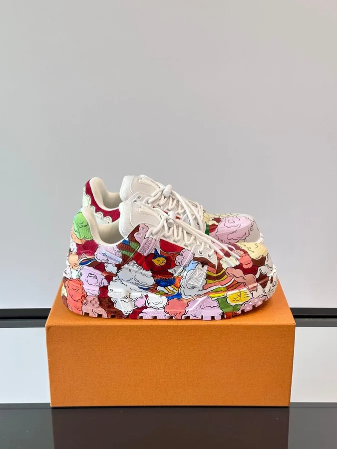 LV Men White Multicolor Leather Sneakers