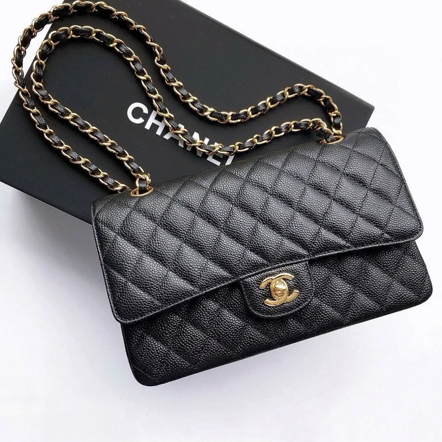 Chanel Classic Flap 25.5 Black Gold Hardware 187 factory