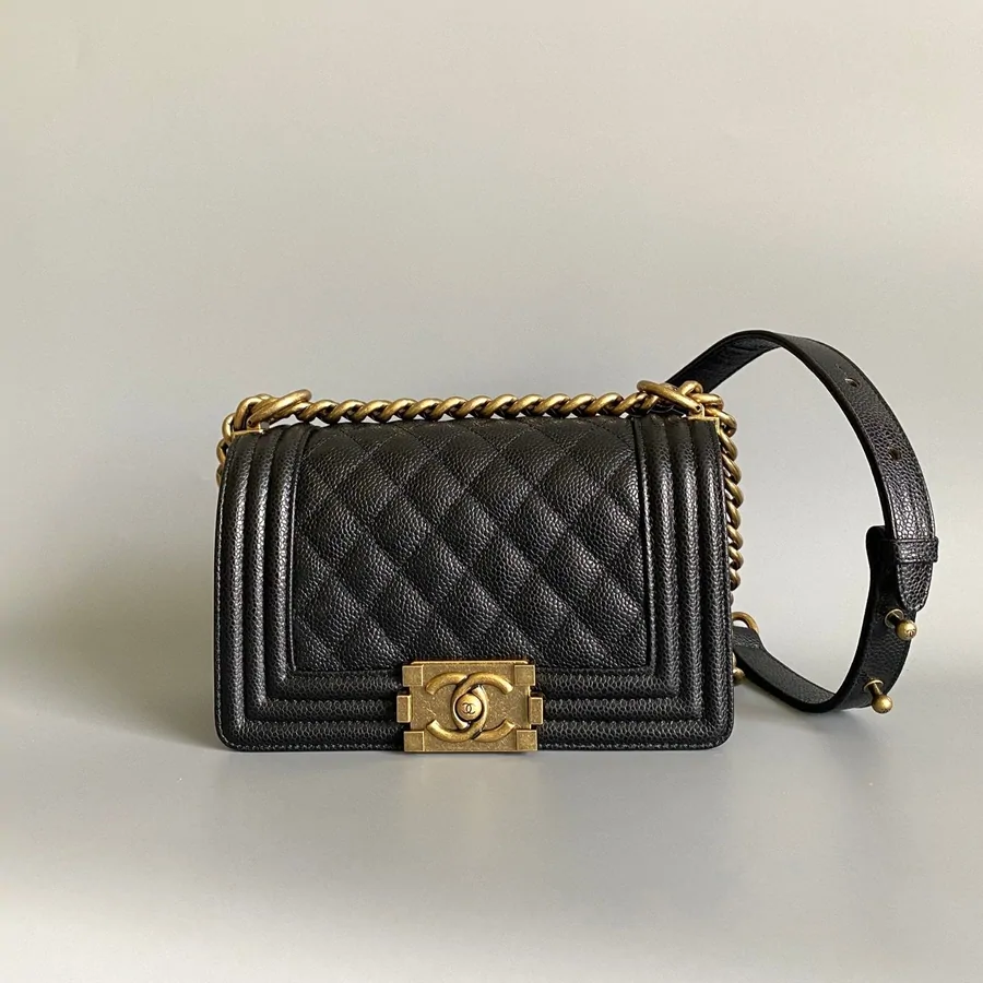 Chanel Small Boy Bag 20 in Black Lambskin Gold Hardware