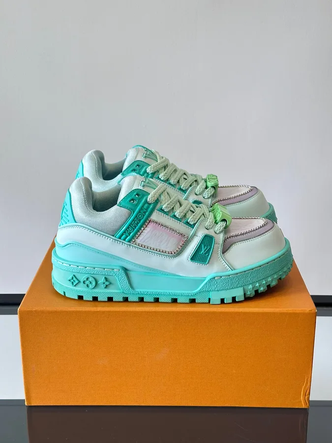 LV Men Mint Green Leather Sneakers