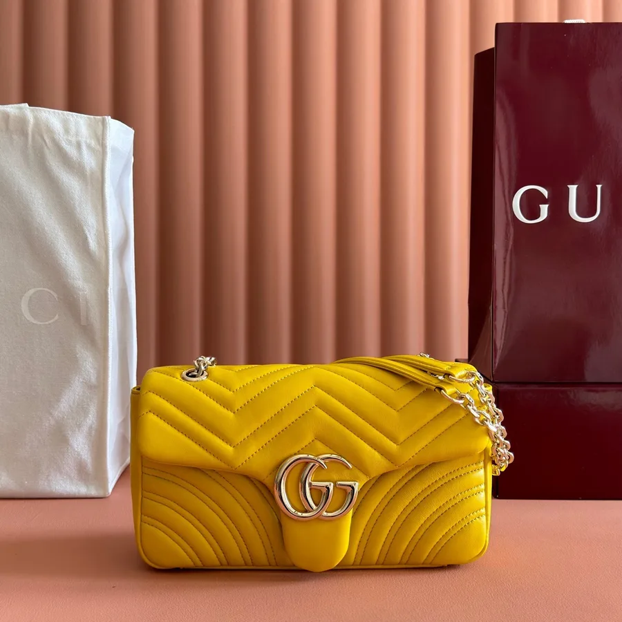 Gucci GG Marmont Bag 26 in Yellow Lambskin