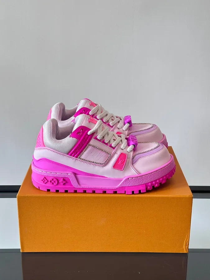 LV Men Pink Leather And Mesh Sneakers