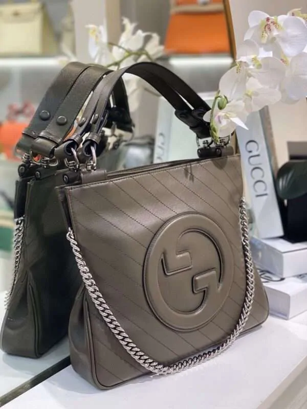 Gucci Super Handbag with Embroidered Brand Logo Pattern, 24cm
