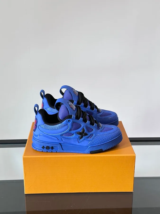 LV Men Blue Mesh And Leather Sneakers
