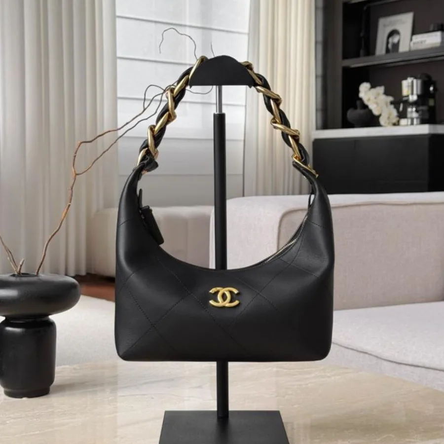 Chanel black hobo bag