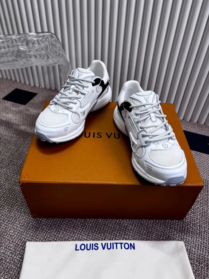 LV Women White Mesh Leather Sneakers
