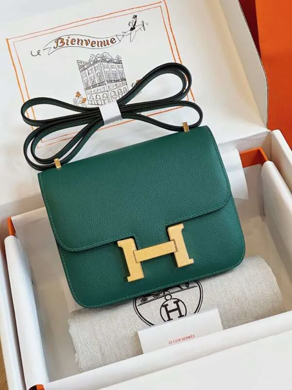 HN Bag Epsom Gold Handbags Green 19cm