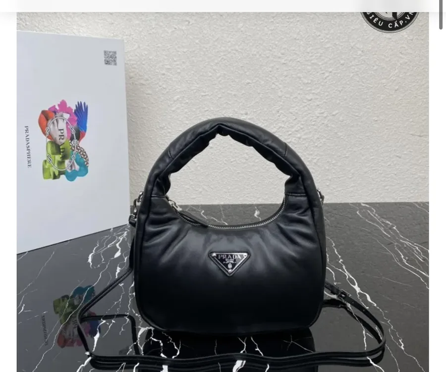 Prada Soft Padded Nappa Leather Mini Bag in black