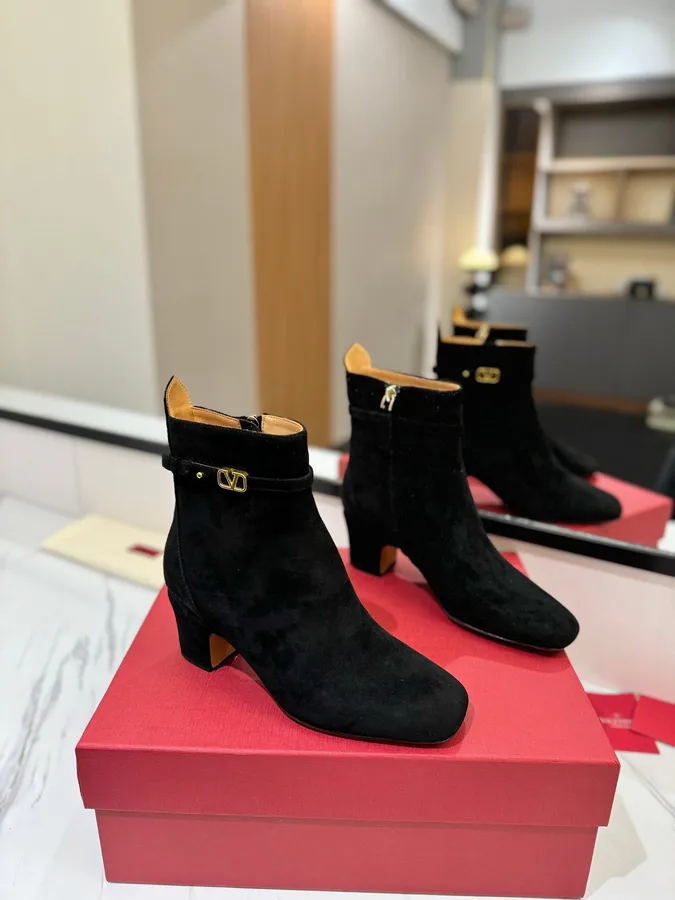 Valentino Women Black Suede Ankle Boots