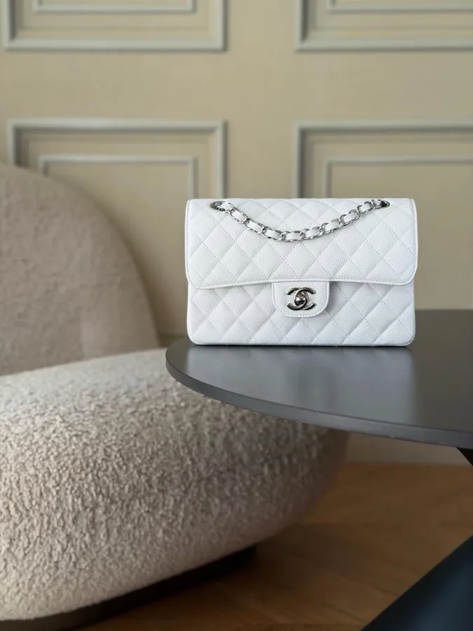 Chanel Classic Flap caviar sliver hardware