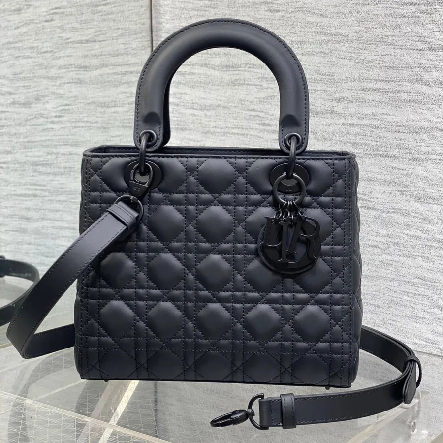 Dior Medium Lady Bag in Matte Black