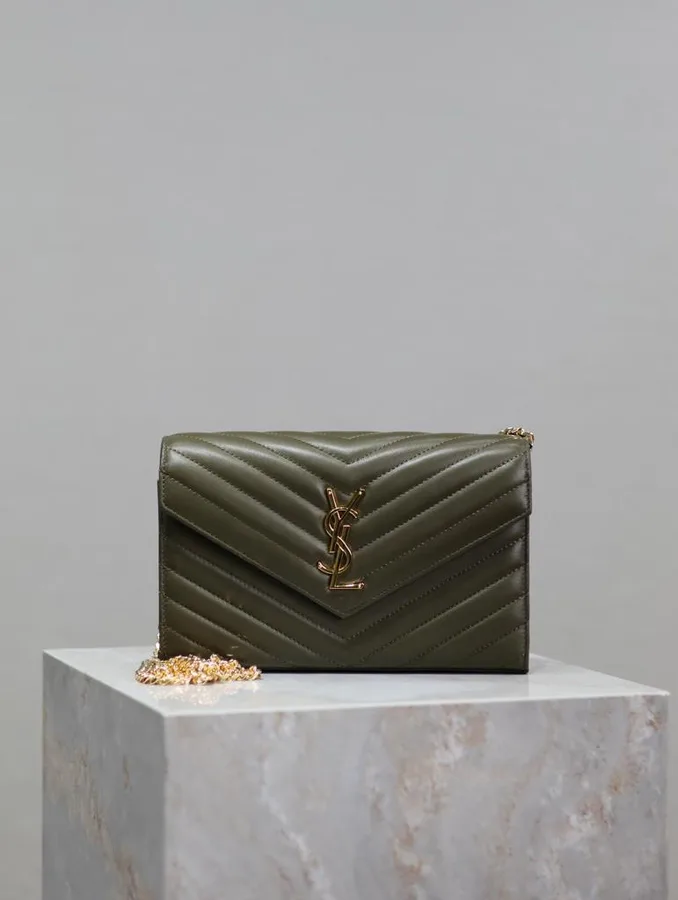 Saint Laurent chain wallet dark green