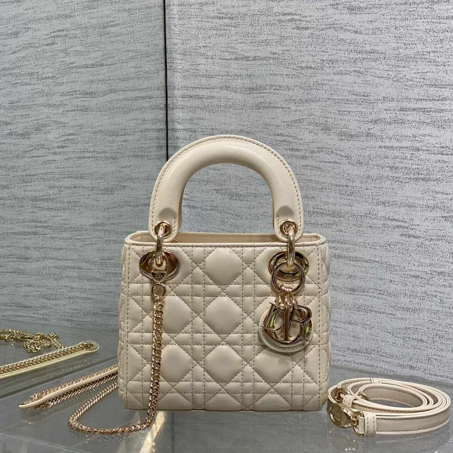 Dior Mini Lady Dior Bag in latte cannage
