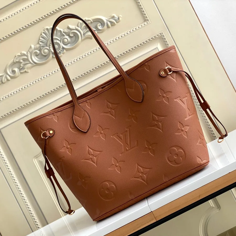 LV Neverfull MM 32 Brown Monogram Empreinte Leather