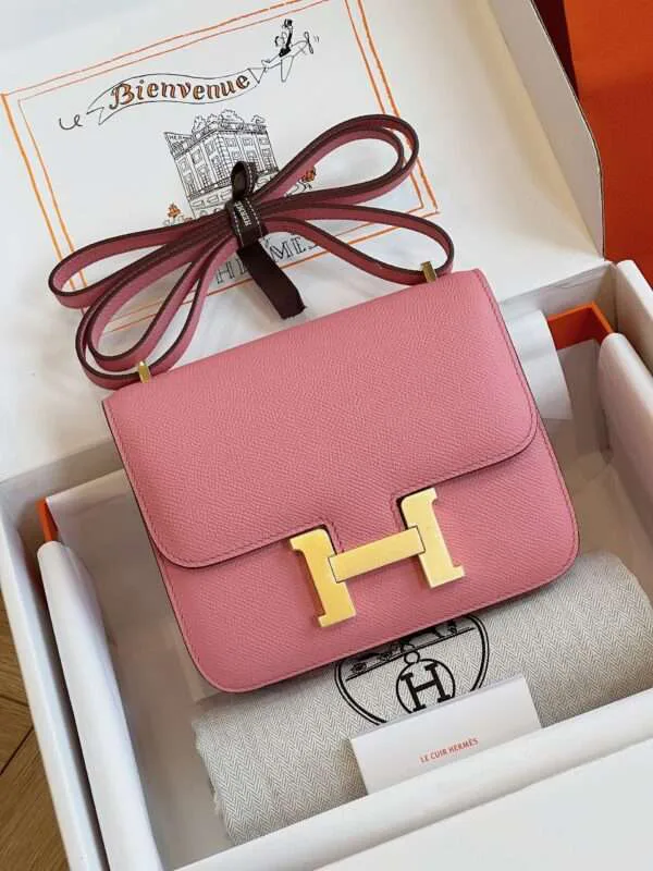 HN Bag Epsom Gold Like Auth Handbags Pink 19cm