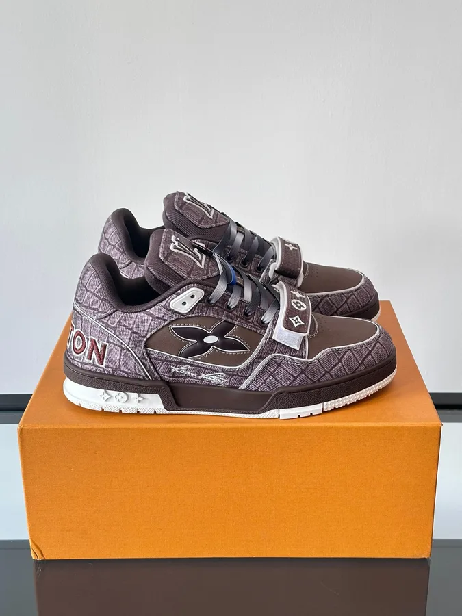LV Men Brown Textile Sneakers