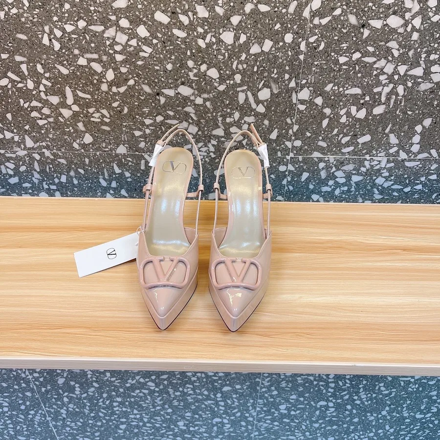 Valentino Women Nude Patent Leather Slingback Pumps