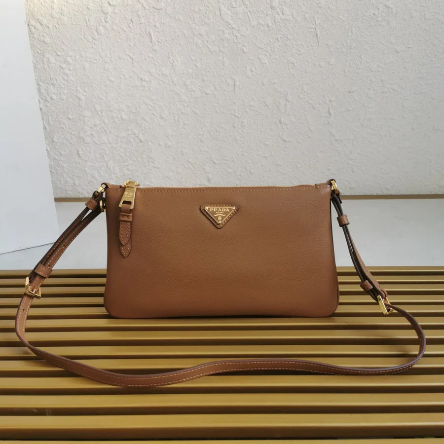 Prada Leather Shoulder Bag Brown
