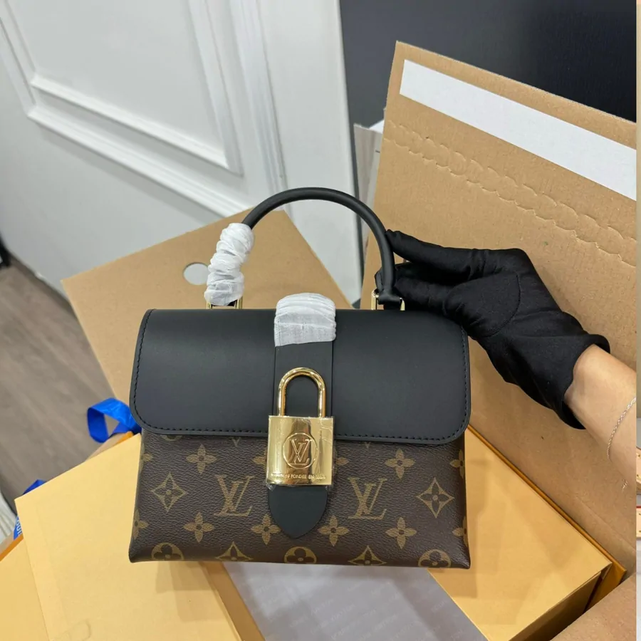 Louis Vuitton LV Locky BB Monogram Mix Black Brown Handbags 20×7.5x16cm
