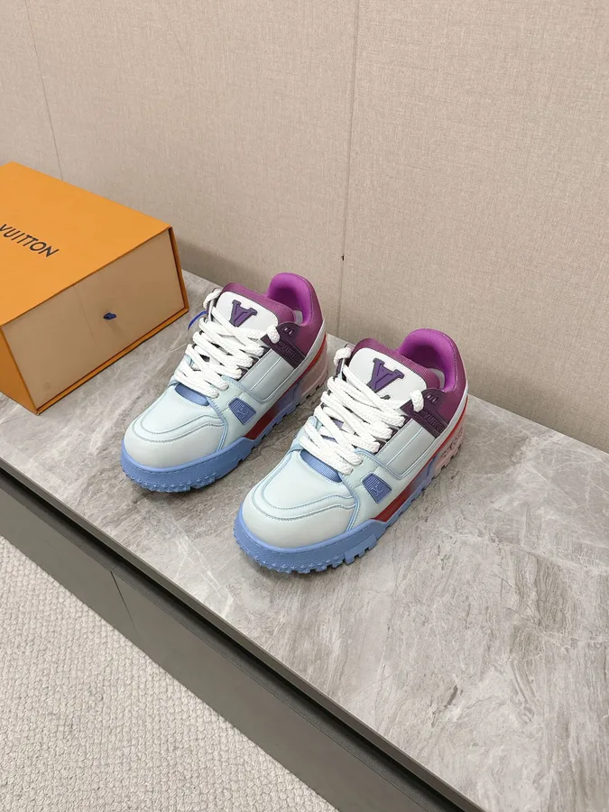 LV Women Blue White Leather Sneakers