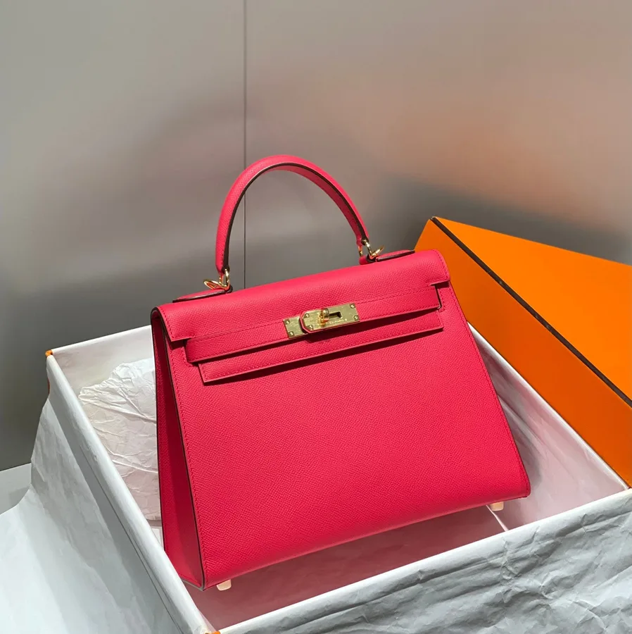 HN 28cm in Rose Tyrien Swift Calfskin Gold Hardware