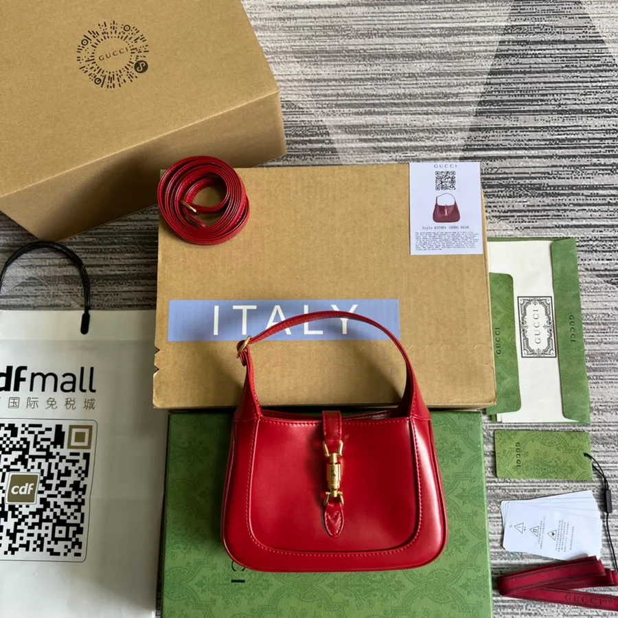 GG Jackie Mini 19 Shoulder Bag in Cherry Red Calfskin