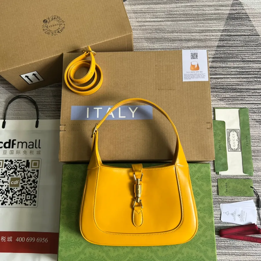 GG Jackie Small 28 Shoulder Bag in Yellow Calfskin