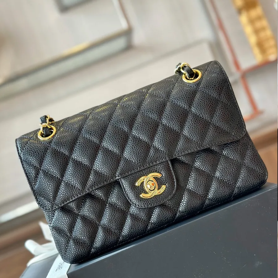 Chanel Classic Flap Small Black Gold Hardware 23cm