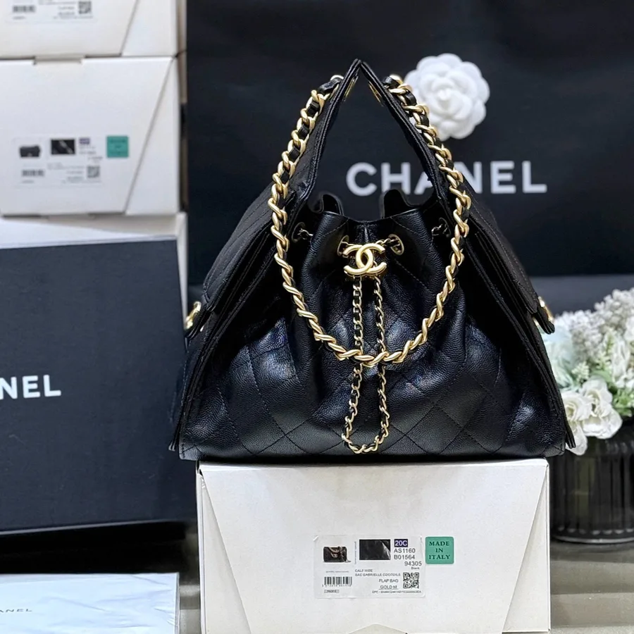 Chanel 25 Small Black Caviar Gold Hardware