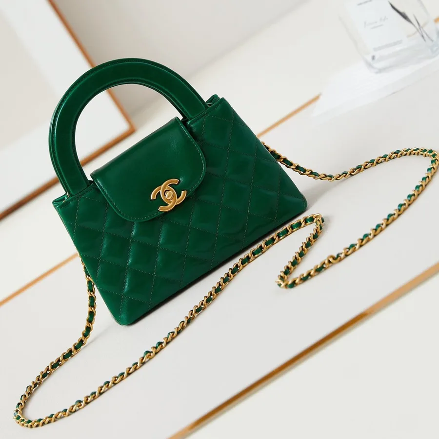 Chanel Kelly Mini 19 Bag in Green Forest Calfskin