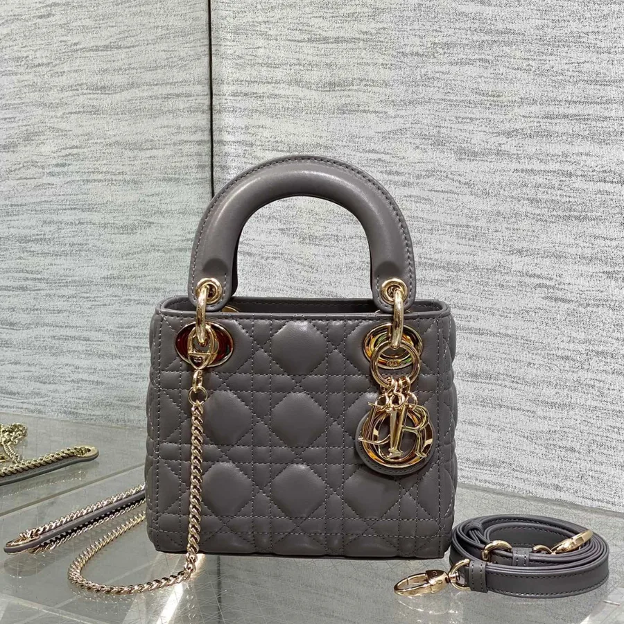 Christian Dior Mini Lady Dior bag in gray