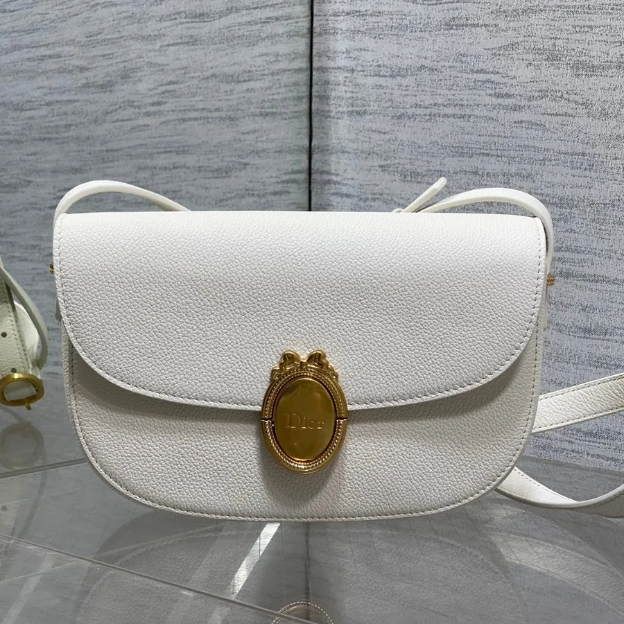 Dior Small Dior Médaillon Flap Bag in White
