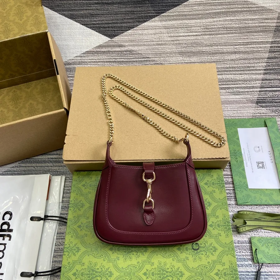 Jackie Notte Mini Bag 19 in Burgundy Red Calfskin Gold Hardware