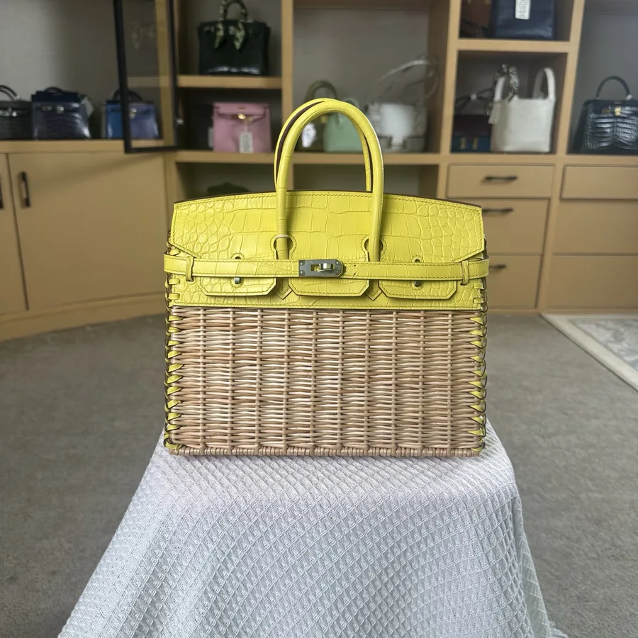 Hermes Birkin 25cm Amber Yellow Crocodile Leather