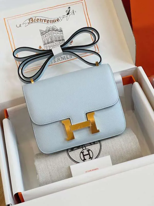 HN Bag Epsom Gold Light Blue Handbags 19cm