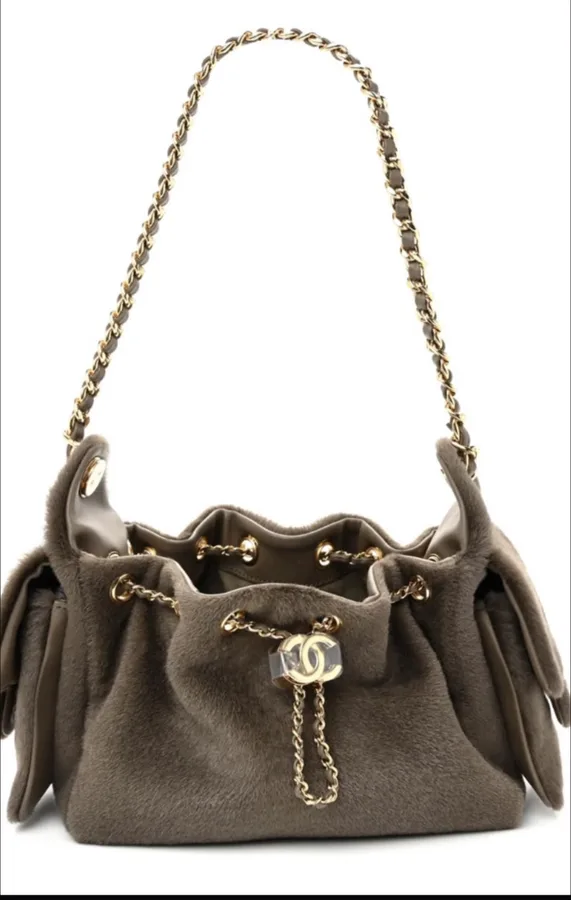 Chanel Pony Hair Khaki Colour Gold Hardware