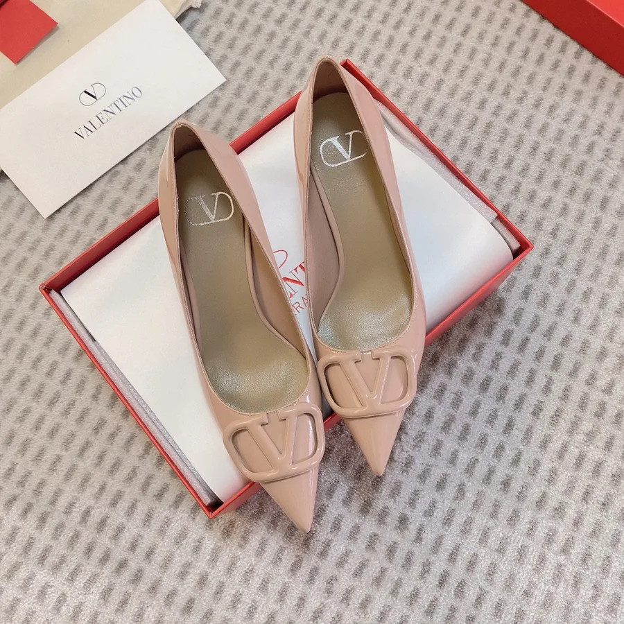 Valentino Women Beige Patent Leather Pointed Pumps