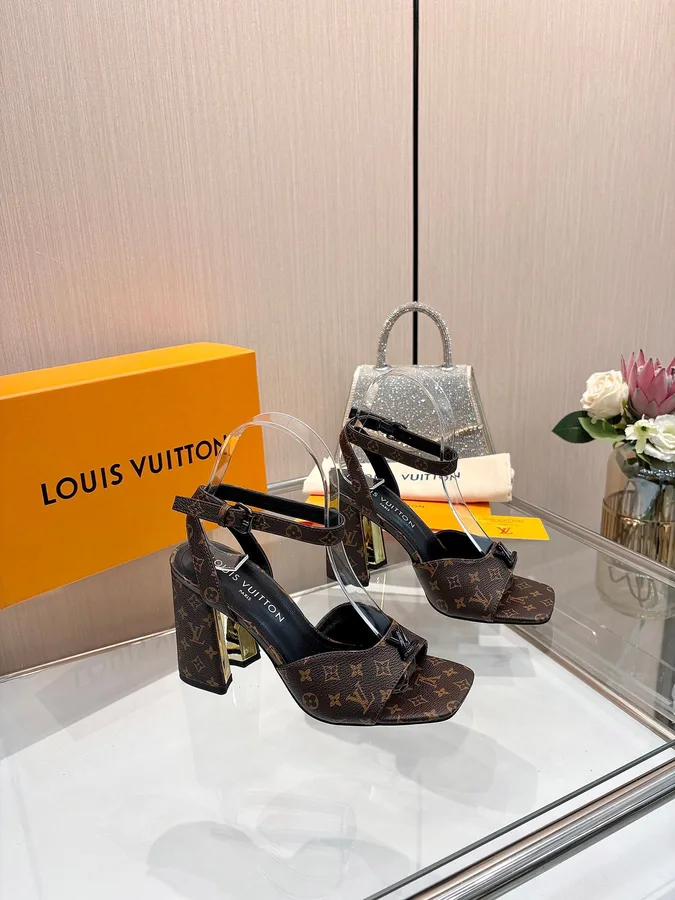 LV Women Brown Monogram Canvas Heels