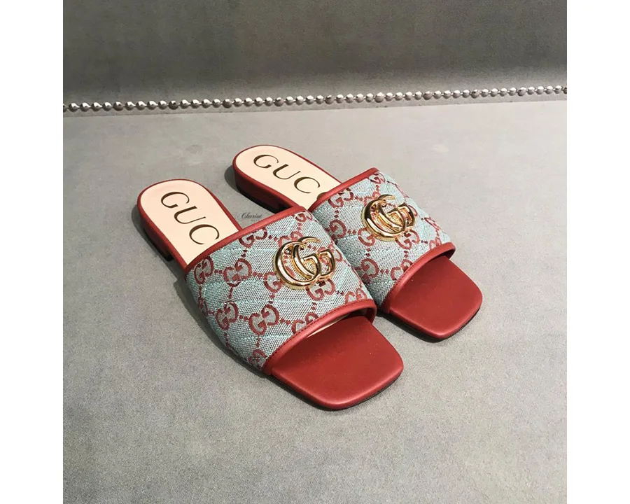Gucci GG Matelassé canvas flat sandals
