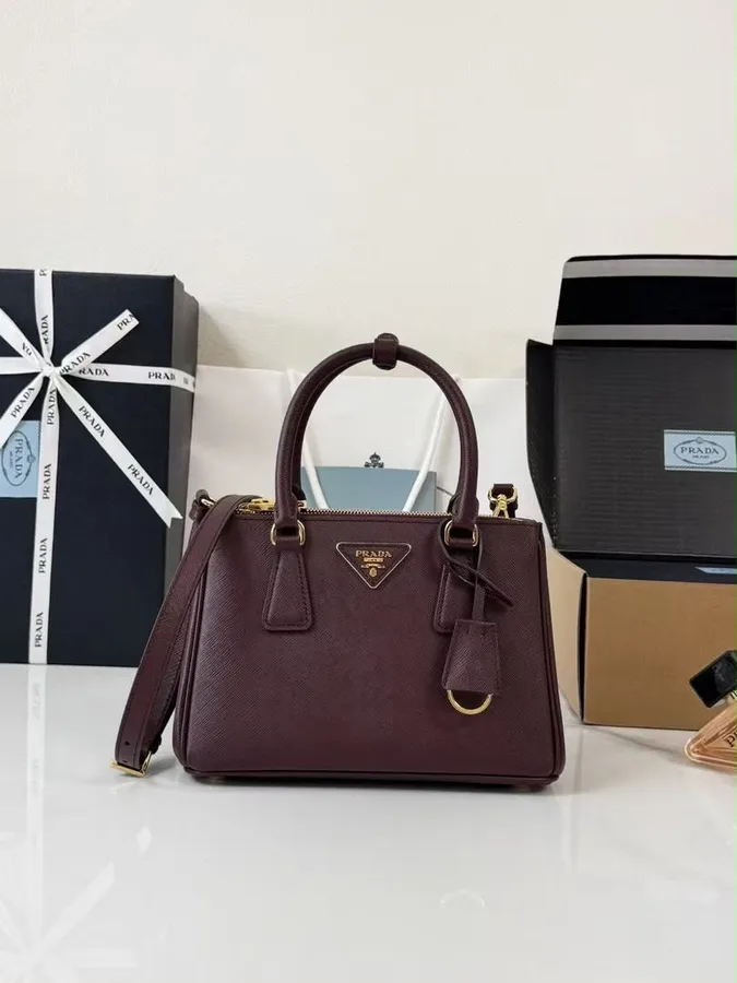 Prada Galleria small burgundy Saffiano leather