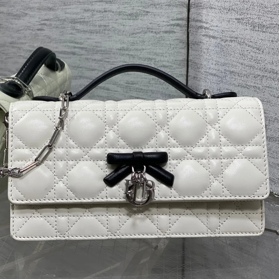 Dior My Dior Mini Bag in white and black lambskin