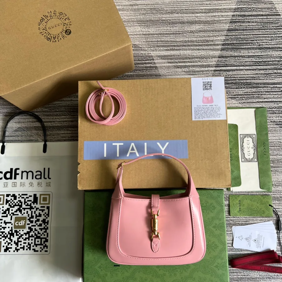 GG Jackie Mini 19 Shoulder Bag in Pink Patel Calfskin