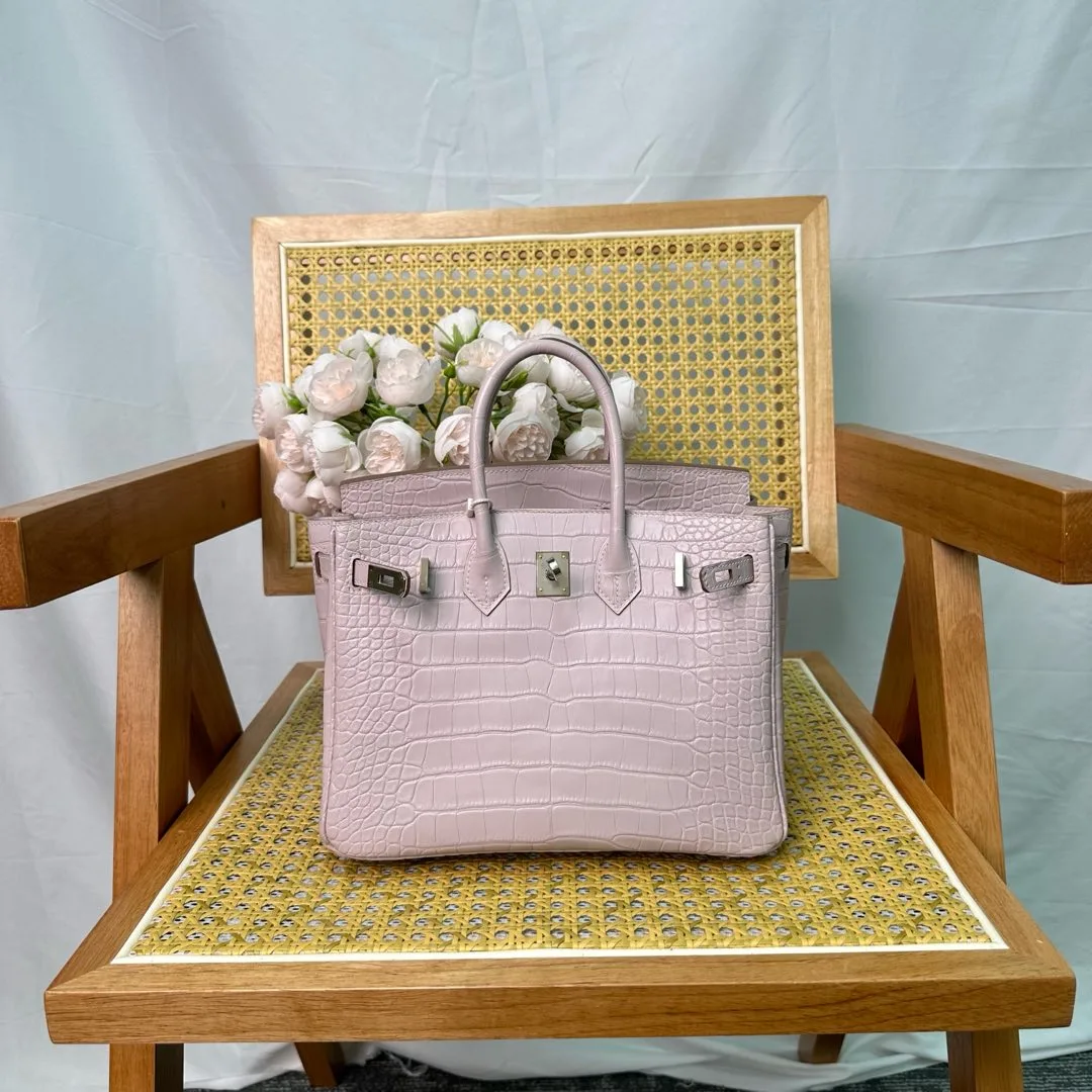 Hermes Birkin 25cm Sakura Pink Crocodile Leather Gold Hardware