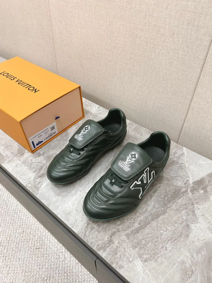 LV Women Dark Green Leather Sneakers